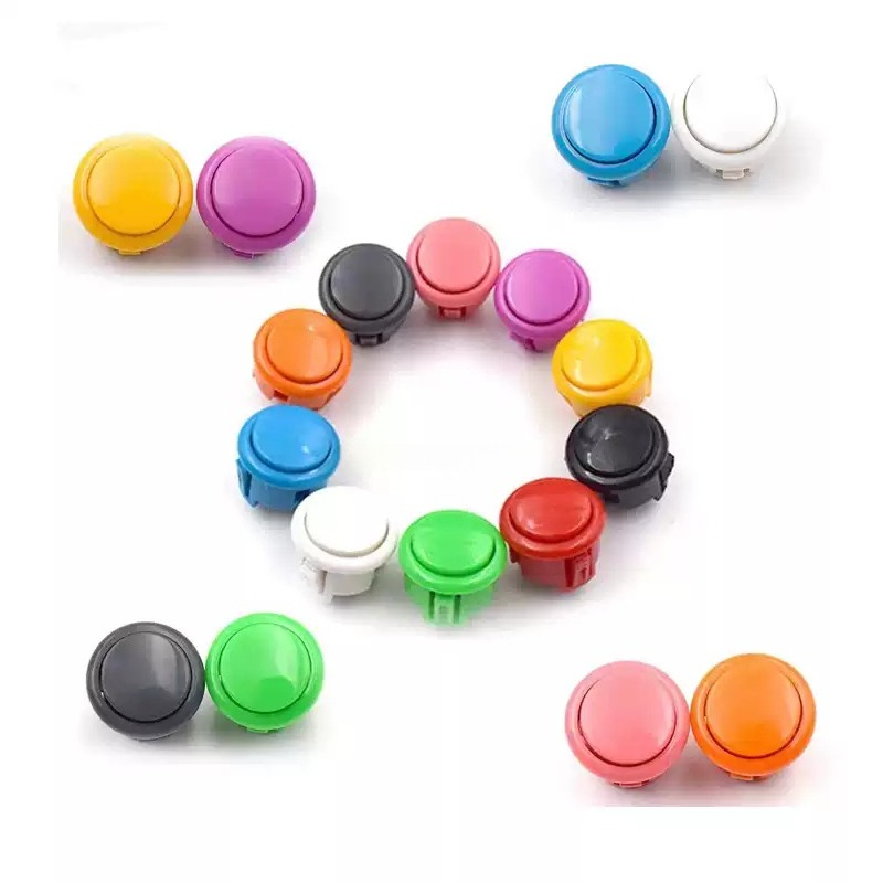 Arcade Buttons 24Mm 30Mm Snap In - 10 adet Sanwa Tarzı Snap-in Arcade