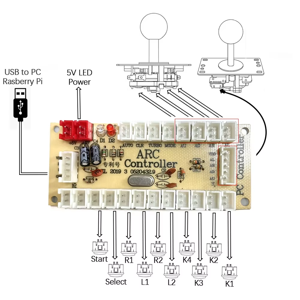 2 Kişilik USB Arcade Joystick  - Arcade Cabinet Diy Kit 2 Player incelemesi ve fiyatı