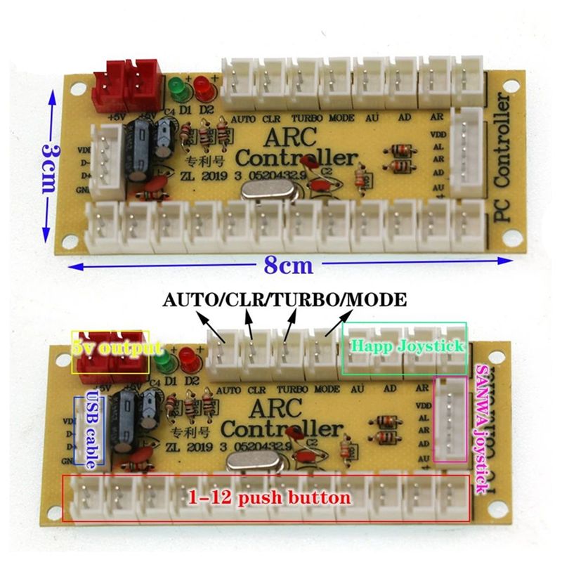 T23C 10 adet ARC968 PS3 Usb de - Arcade Encoder Board Zero Delay Usb incelemesi ve fiyatı